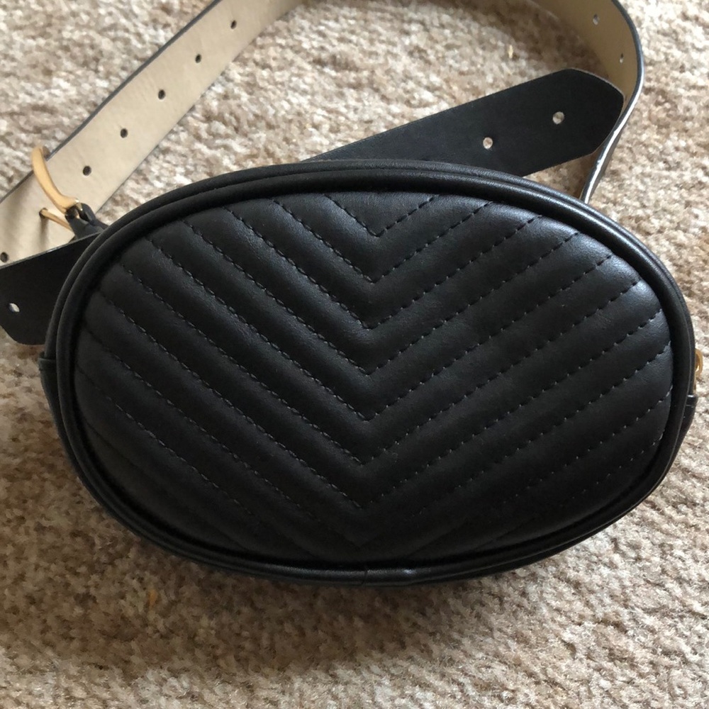 Leather black belt bag